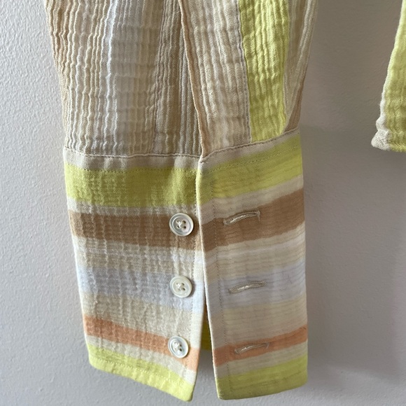 CLUB MONACO Cotton Striped Button Down Lightweight Long Sleeve Shirt Size Large - Picture 6 of 7